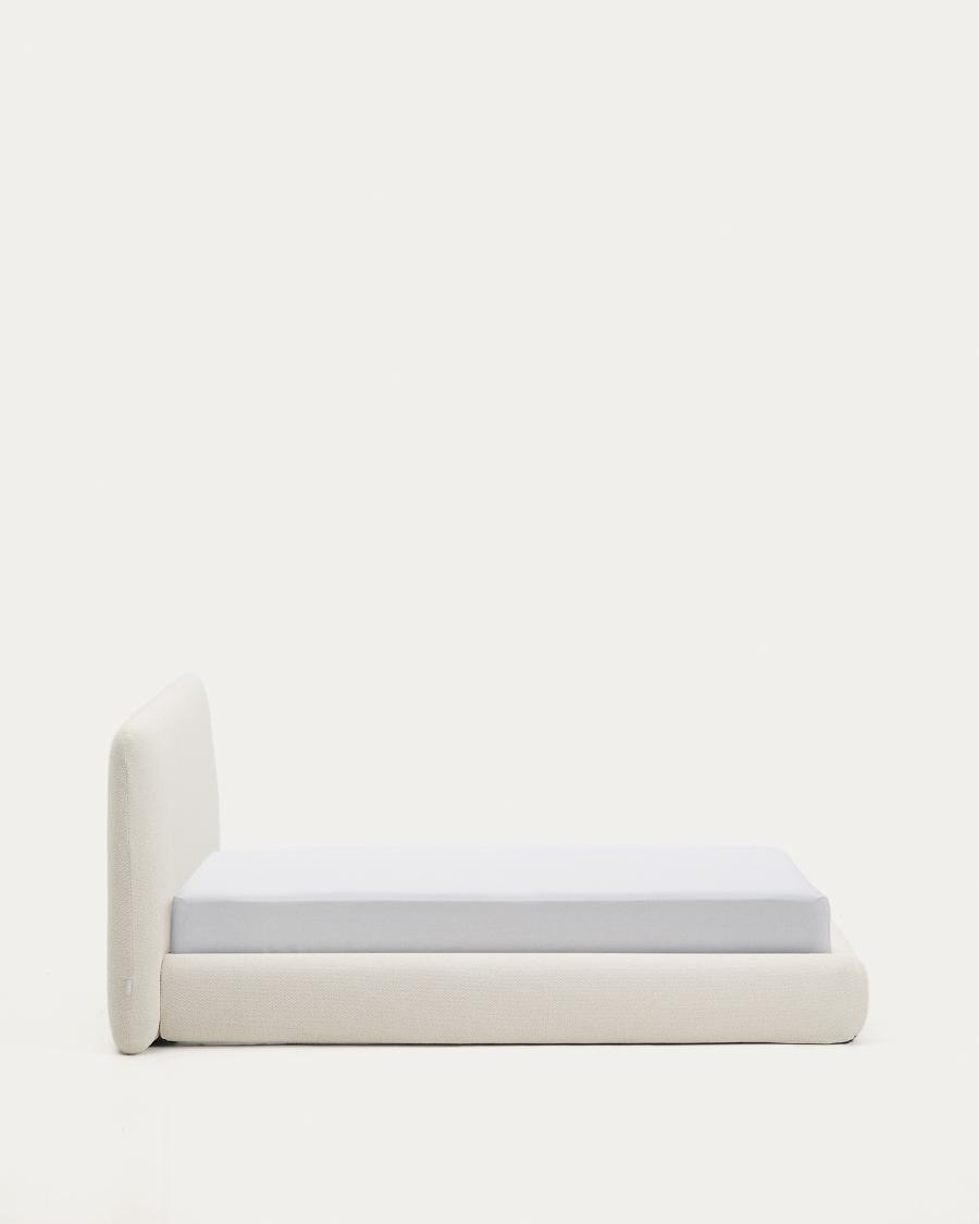 Martina bed with removable cover in ecru chenille for mattress 160 x 200cm