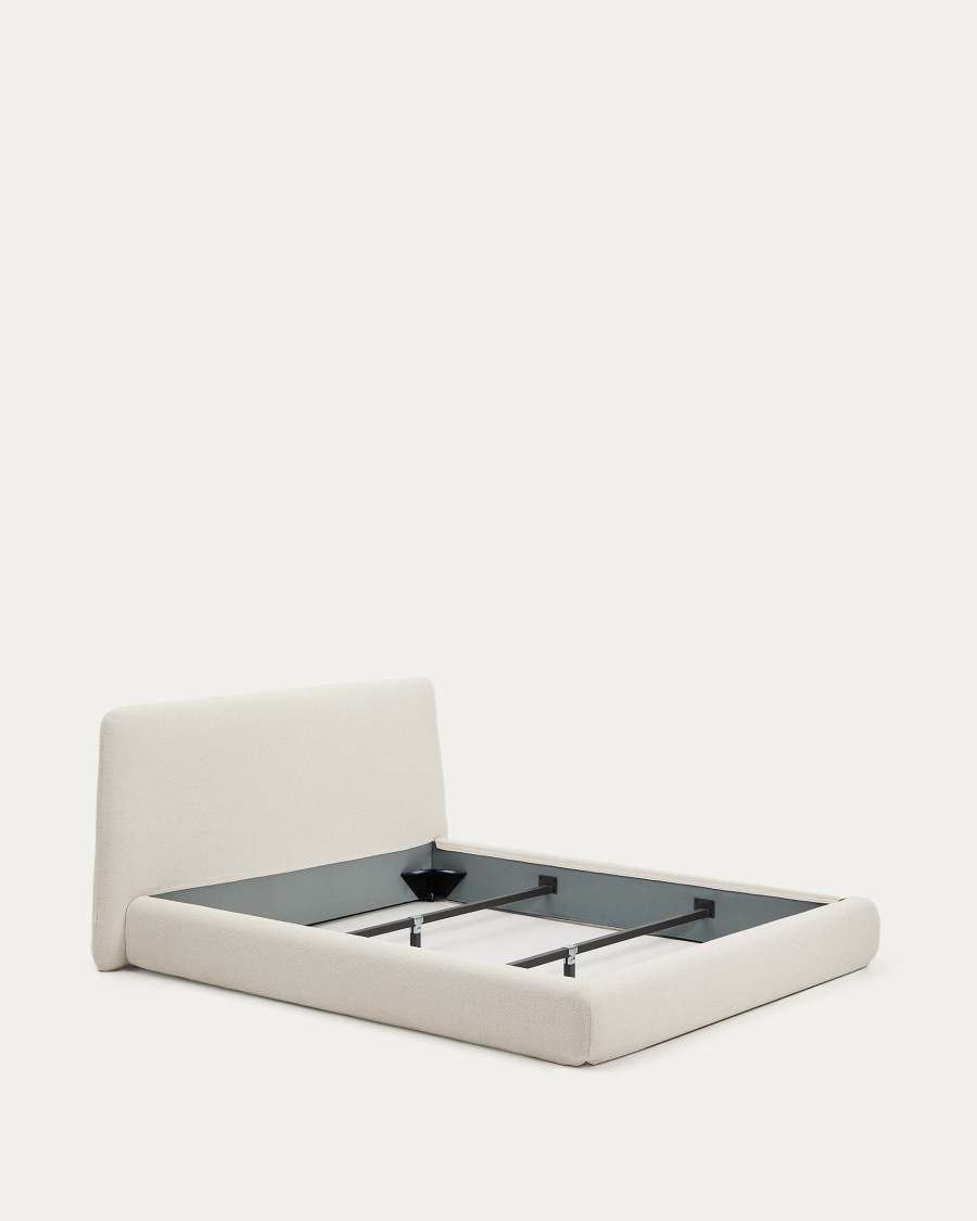 Martina bed with removable cover in ecru chenille for mattress 160 x 200cm