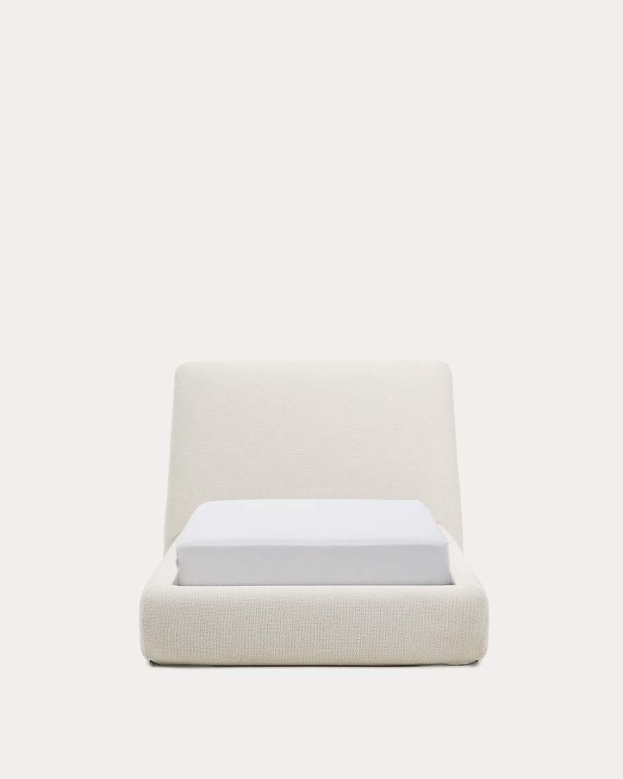Martina bed with removable cover in ecru chenille for mattress 90 x 200cm