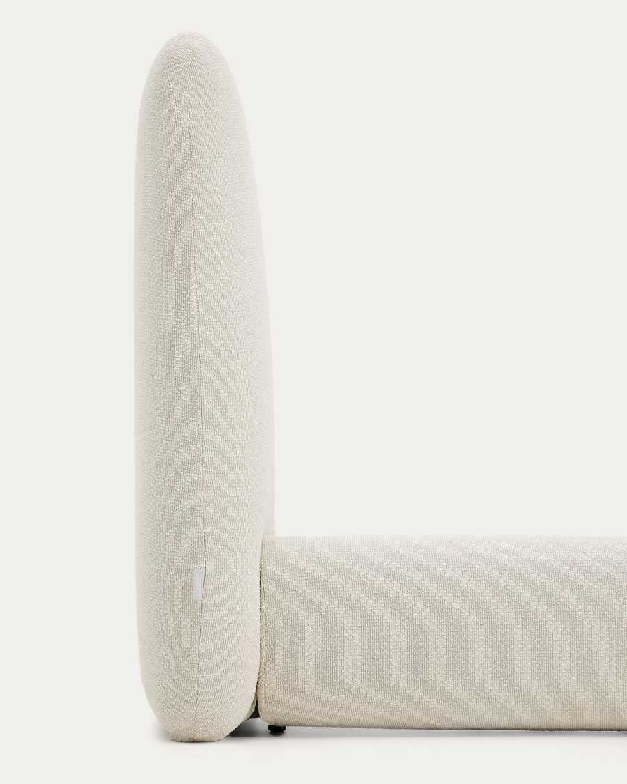 Martina bed with removable cover in ecru chenille for mattress 160 x 200cm