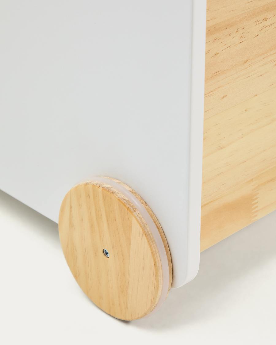 Bianina trolley with storage in solid natural pine and white MDF
