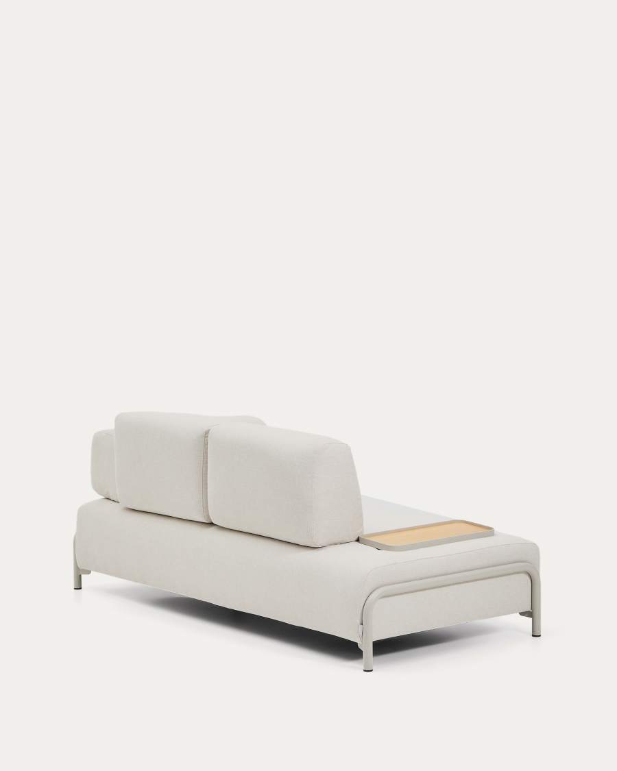 Compo 2-seater sofa in ecru chenille, small oak veneer tray table and beige metal frame 200 cm FSC Mix Credit