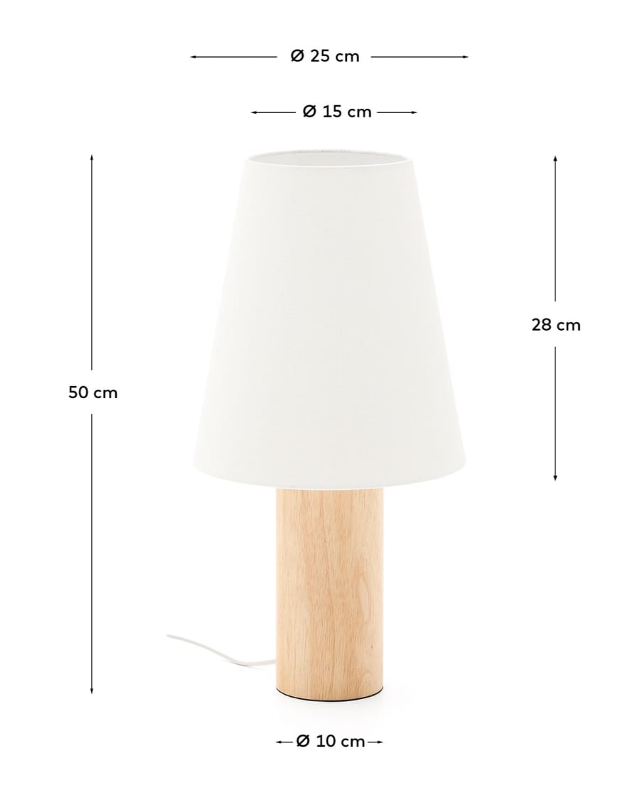 Marga table lamp made from solid rubber wood with natural finish UK adapter