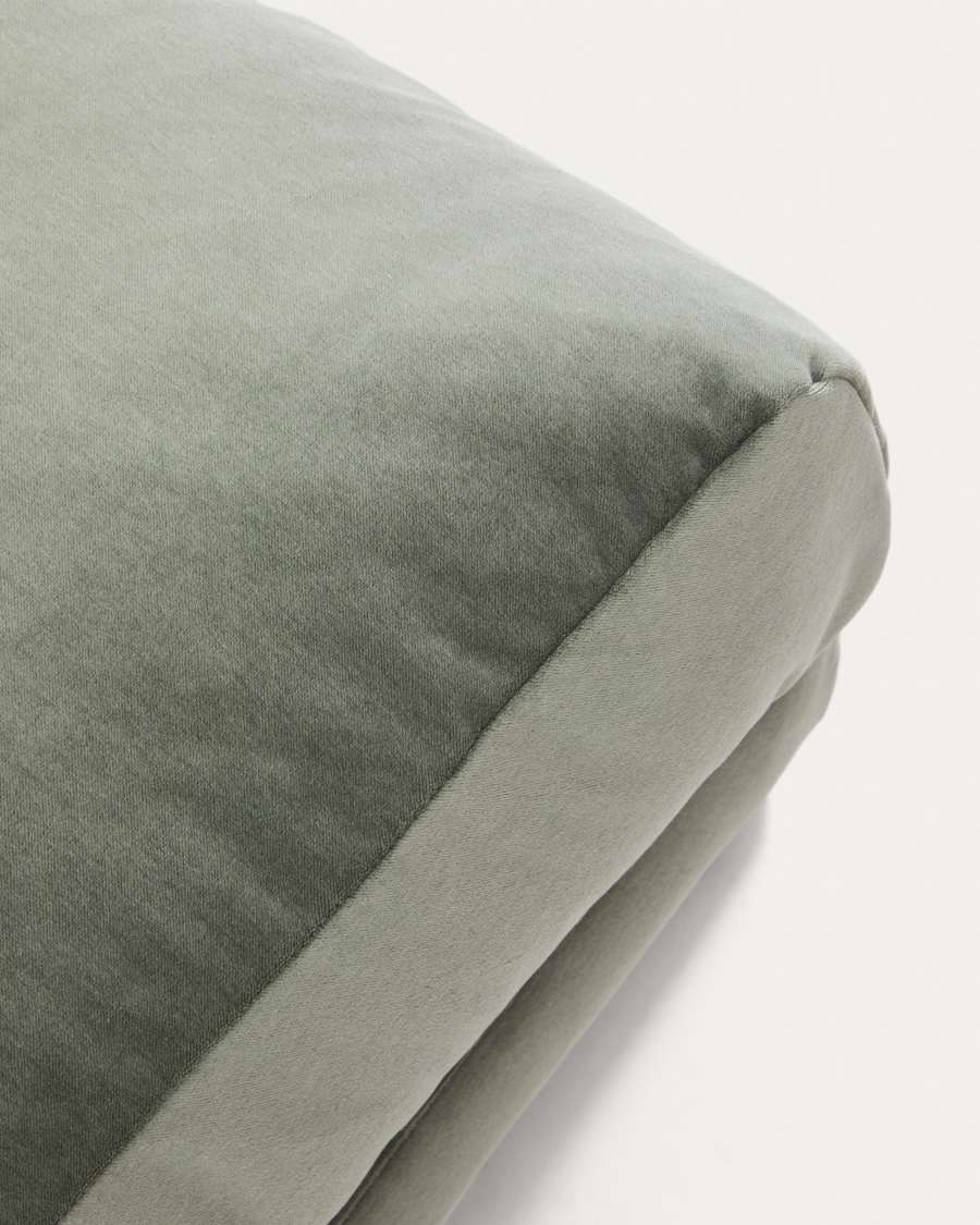 Veliro footrest in green velvet with steel legs with black finish 85 x 90 cm FSC Mix Credit