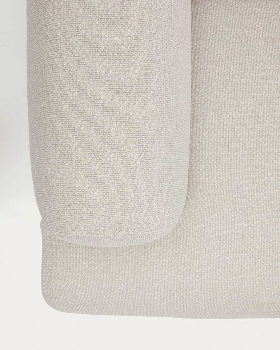 3-Sitzer-Sofa Aurum aus ecrufarbener Chenille mit verstellbarem Kopfteil und mattgrauer Metallbasis 234 cm FSC Mix Credit