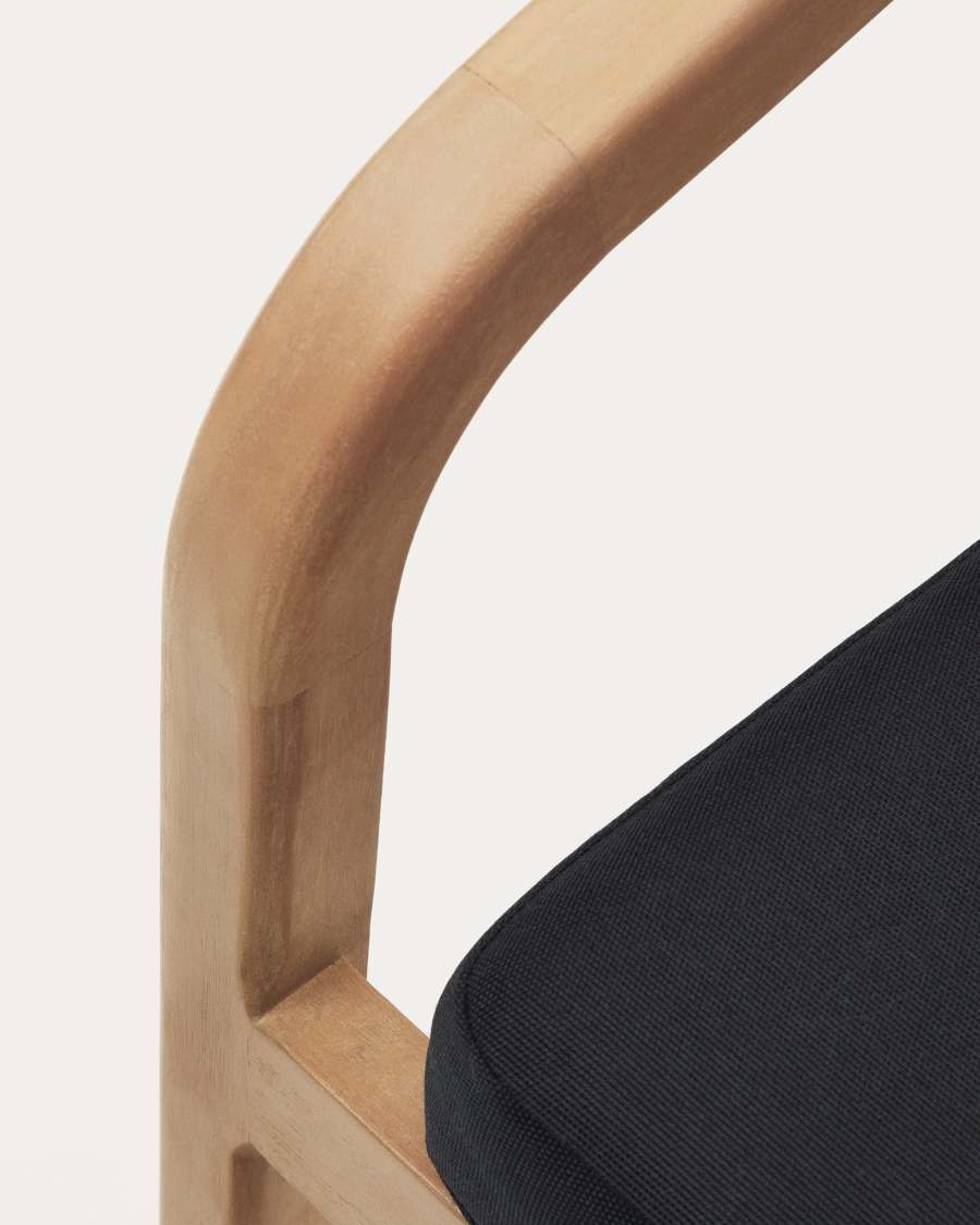 Malaret stackable chair in solid eucalyptus and black cord, FSC