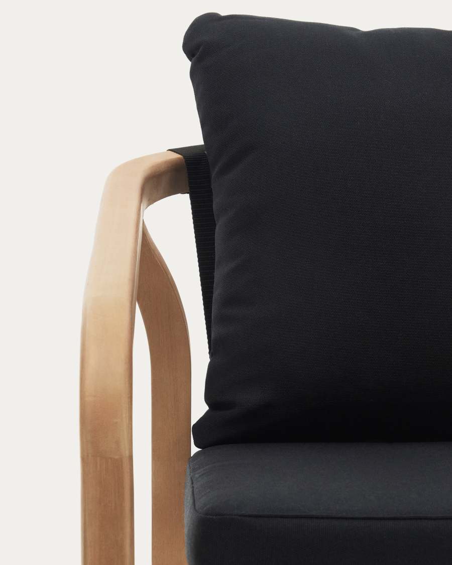Malaret stackable chair in solid eucalyptus and black cord, FSC