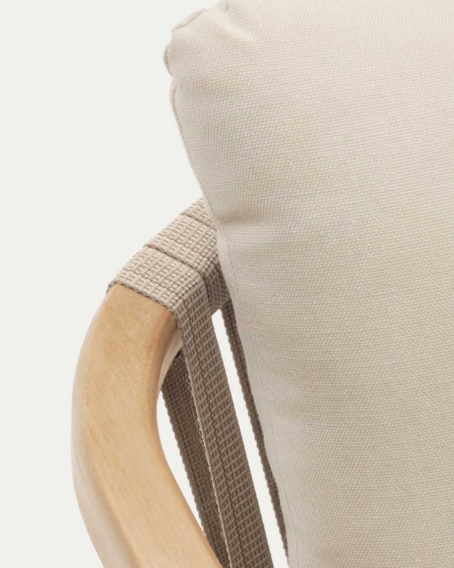 Malaret stackable chair in solid eucalyptus and beige cord, FSC