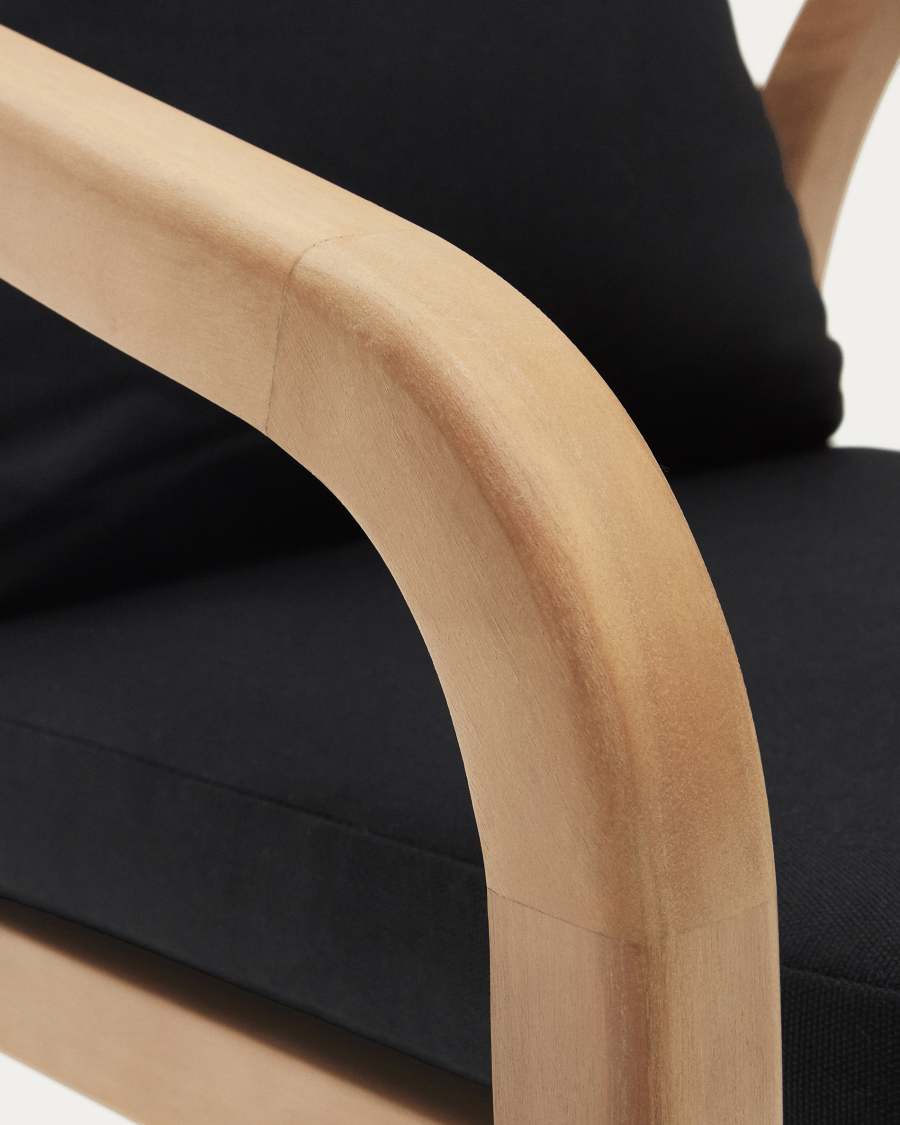Malaret stackable chair in solid eucalyptus and black cord, FSC