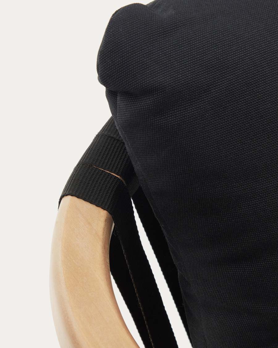 Malaret stackable chair in solid eucalyptus and black cord, FSC