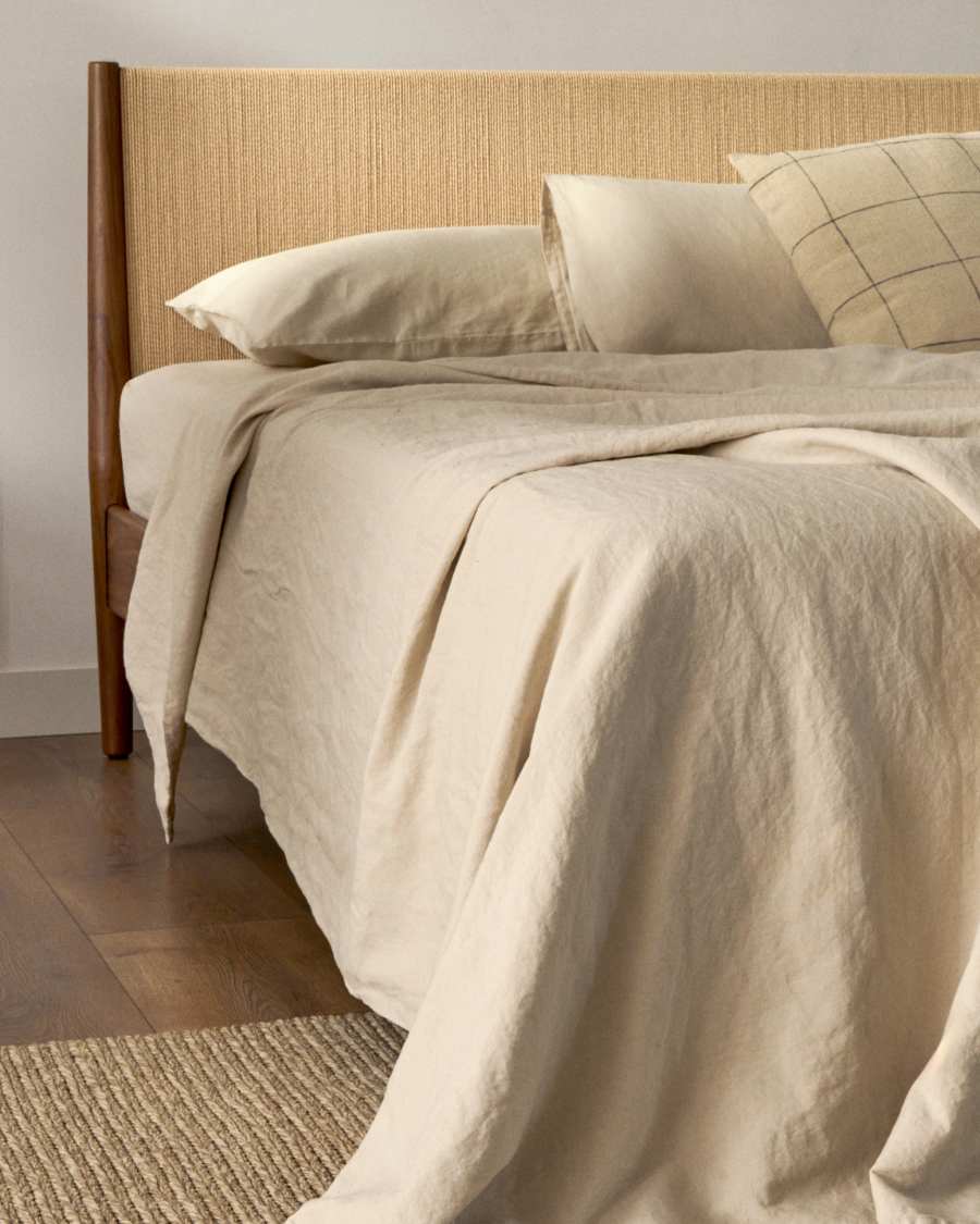 Elan bed in veneer and solid walnut wood with cord mattress 160 x 200 cm FSC Mix Credit