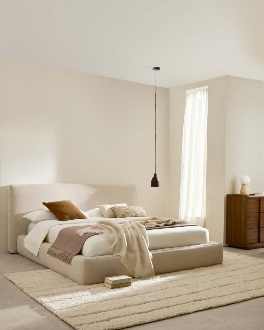 Ecru Blok bed with removable covers for 180 x 200 cm mattress FSC Mix Credit