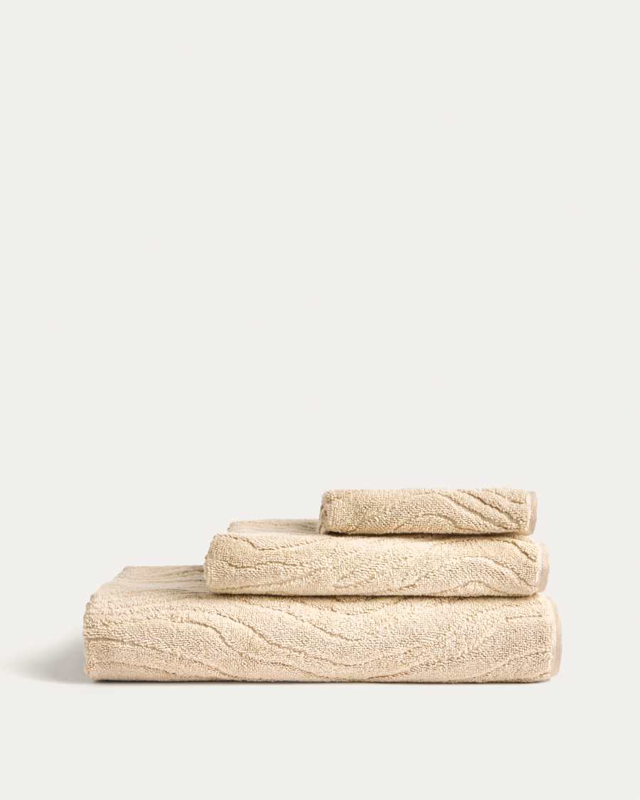 Dalira 100% cotton beige zebra jacquard bath towel 70 x 140cm