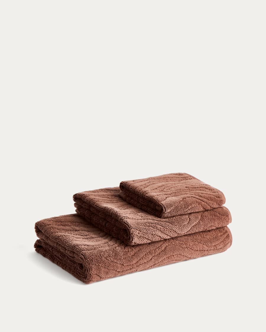 Dalira 100% cotton dark brown zebra jacquard hand towel 50 x 90cm