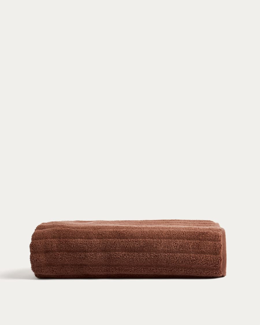 Serviette de bain Navira 100 % coton marron foncé 70 x 140 cm