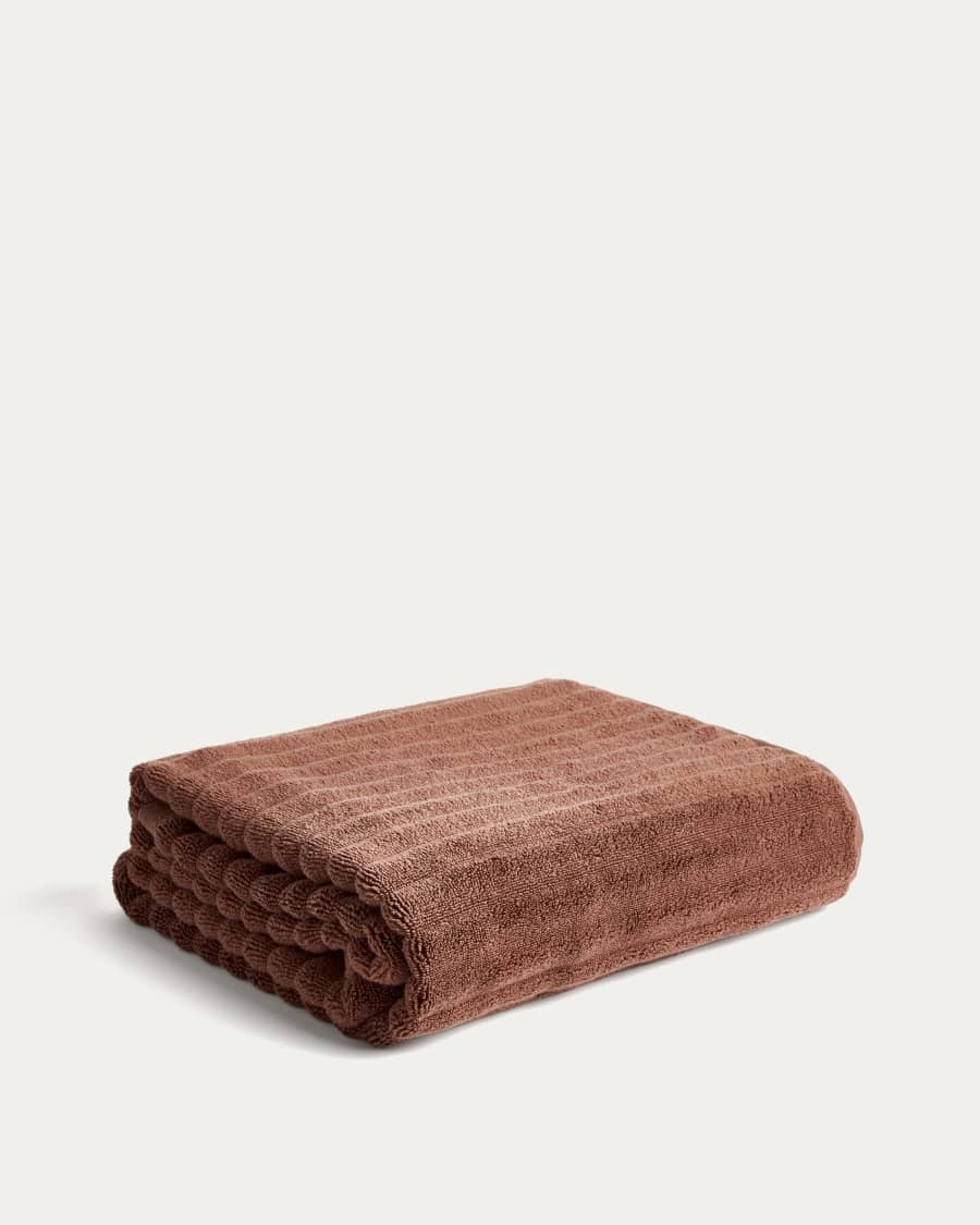 Serviette de bain Navira 100 % coton marron foncé 70 x 140 cm