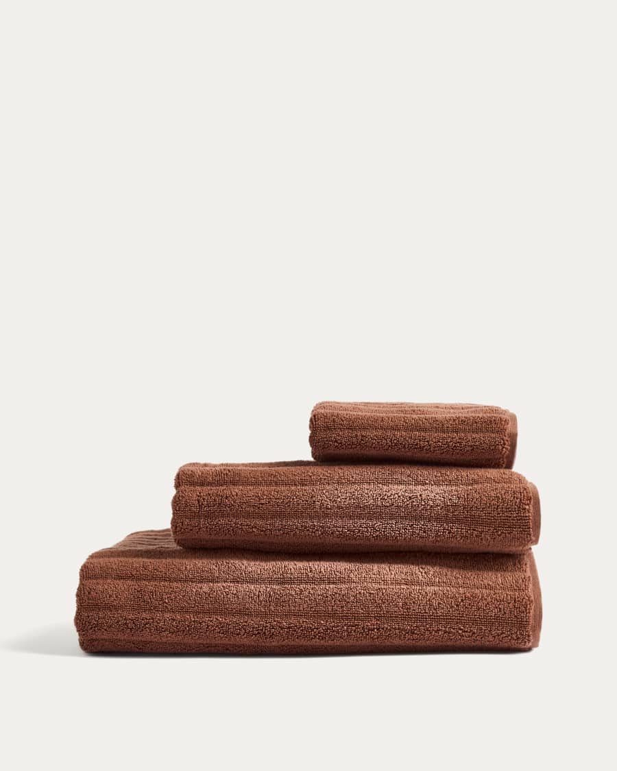 Serviette de bain Navira 100 % coton marron foncé 70 x 140 cm