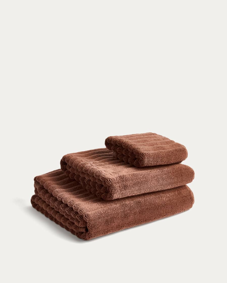 Serviette de bain Navira 100 % coton marron foncé 70 x 140 cm