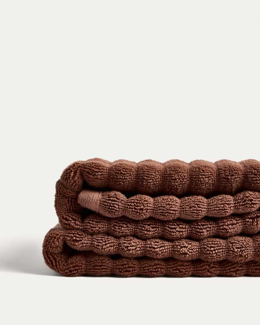 Serviette de bain Navira 100 % coton marron foncé 70 x 140 cm