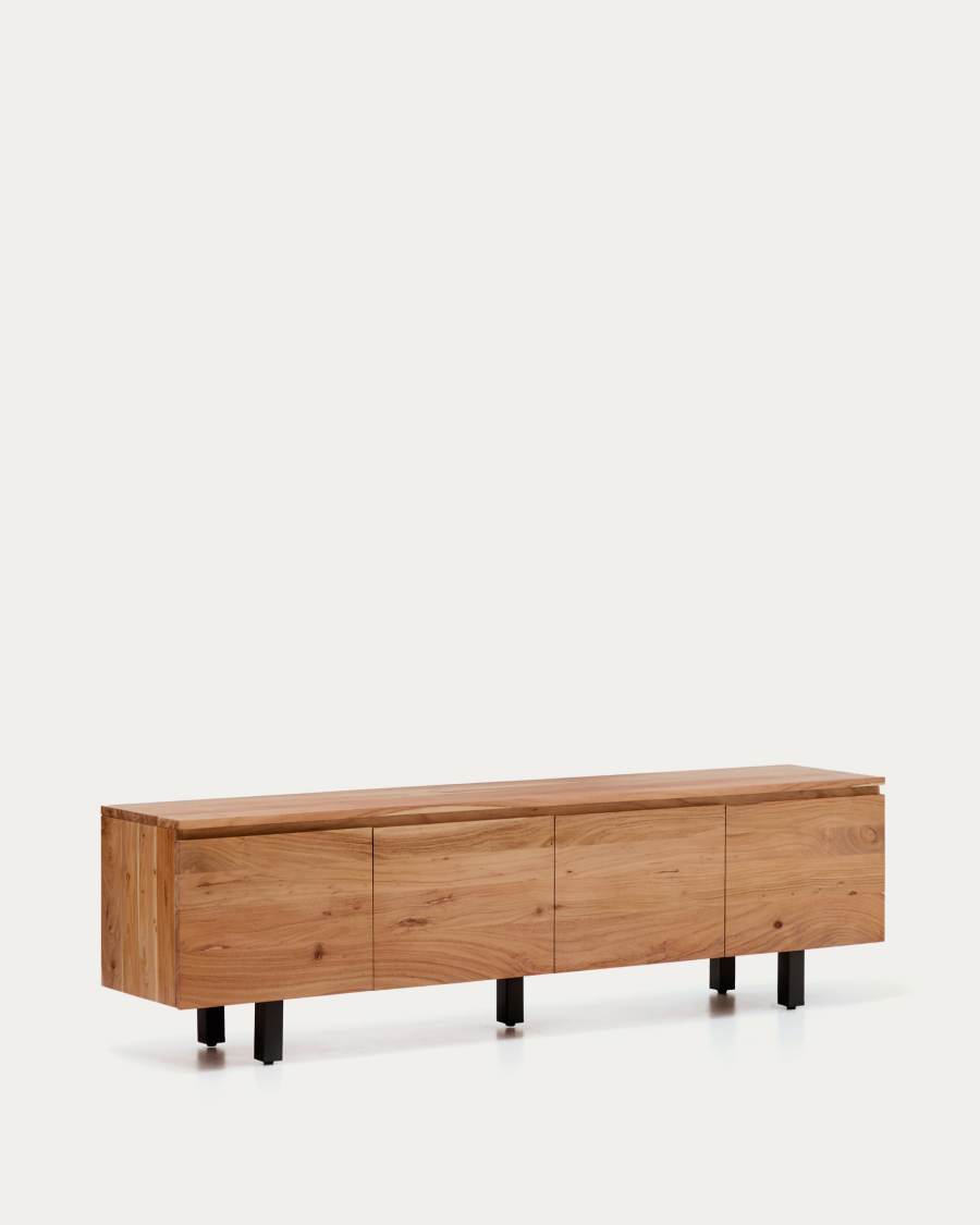 Uxue 4-door TV stand in solid acacia wood with bleached finish 200 x 58cm