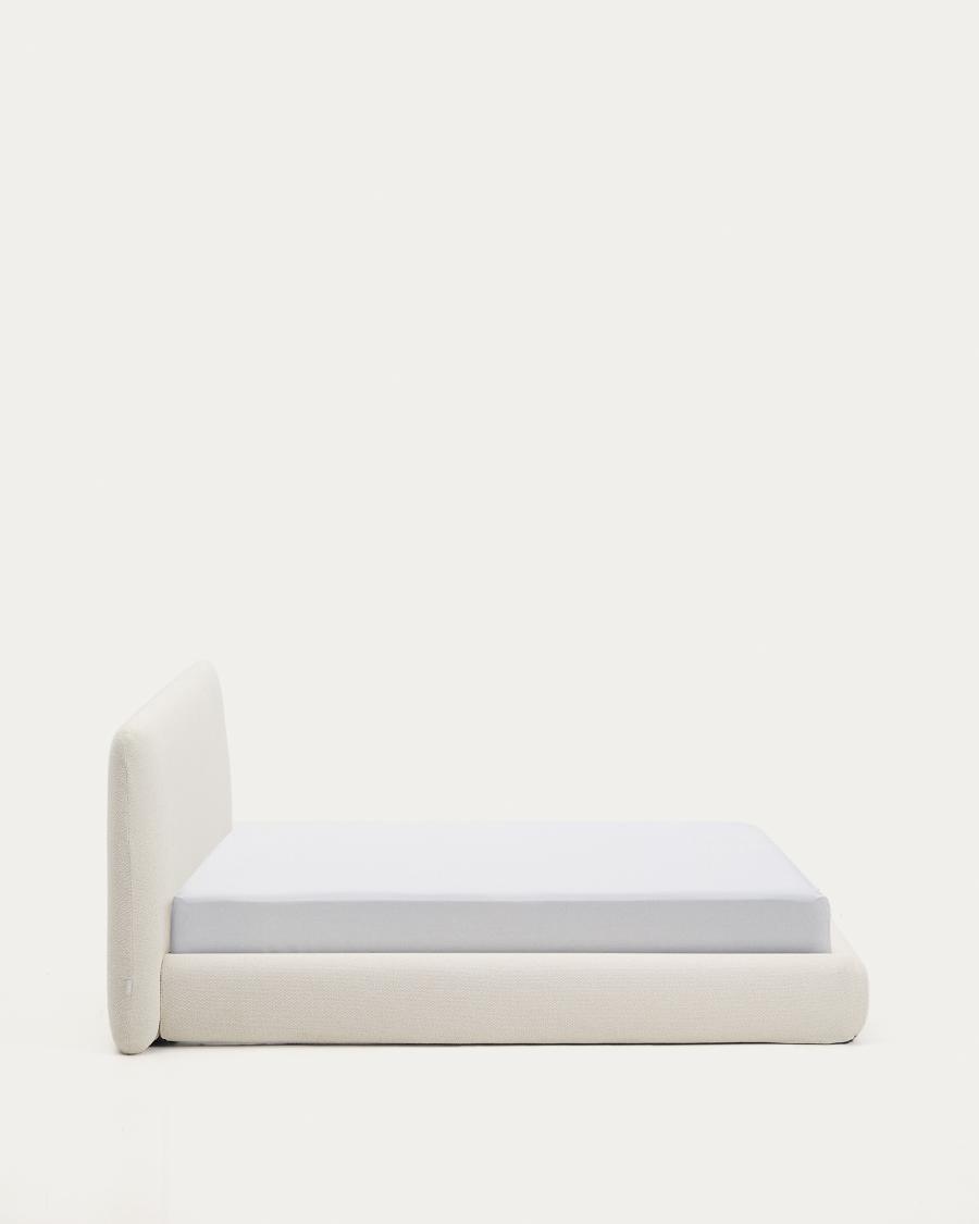 Martina bed with removable cover in ecru chenille for mattress 180 x 200cm