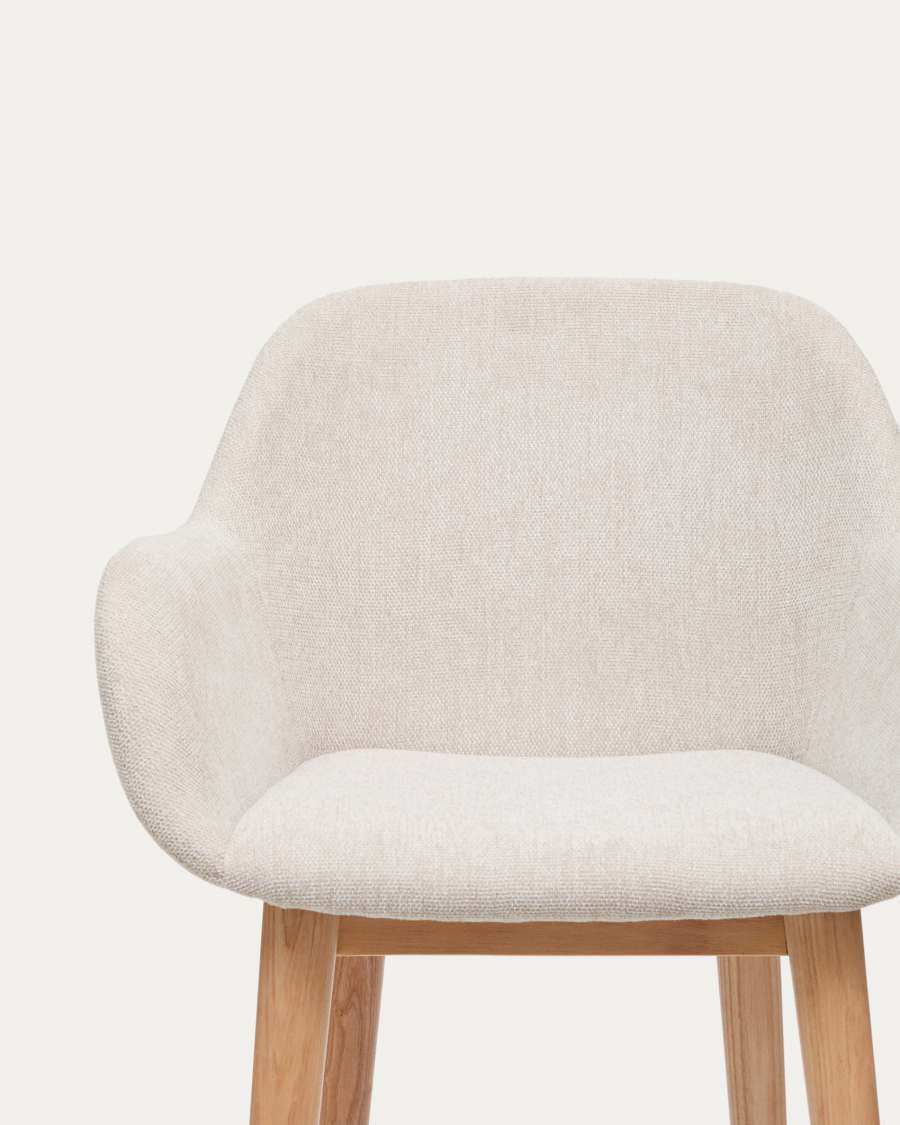 Konna stool in beige and solid ash wood legs in a light finish, 65 cm