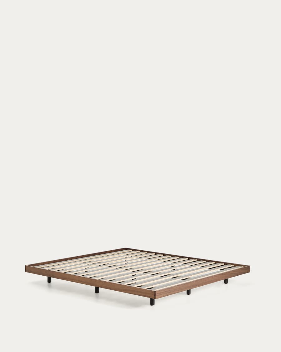 Base Norlen in impiallacciato di noce con finitura scura per materasso da 160 x 200 cm FSC Mix Credit