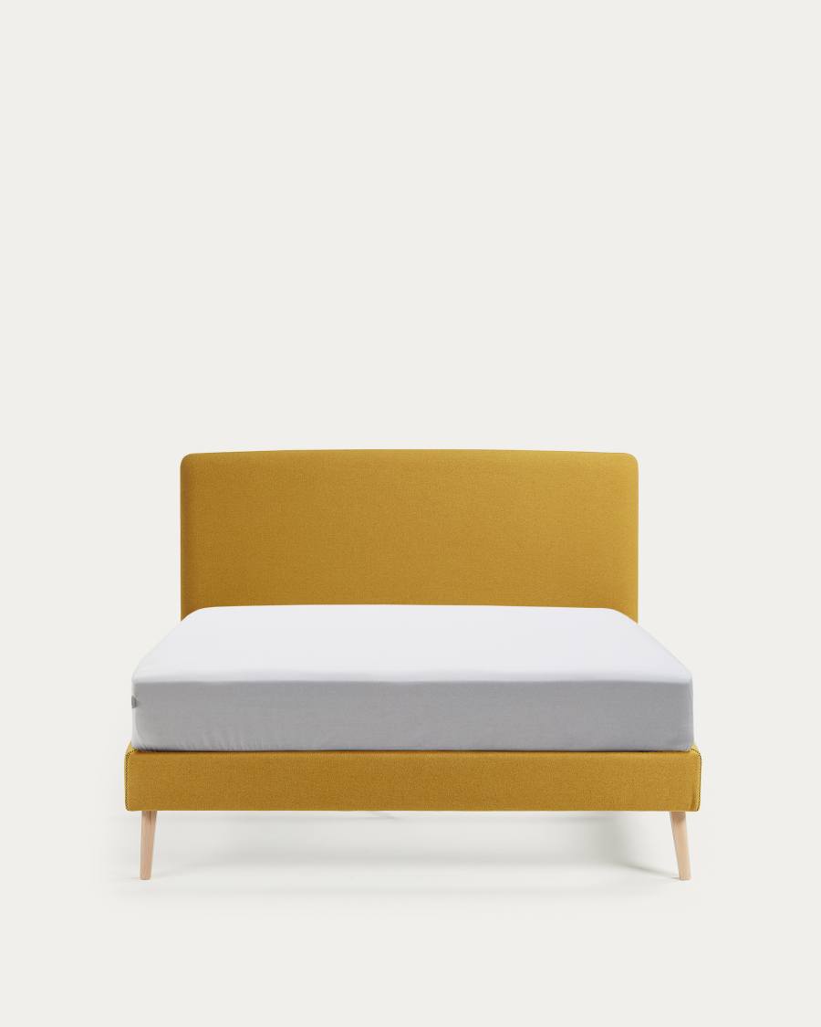 Housse pour lit Dyla jaune moutarde pour matelas de 150 x 190 cm