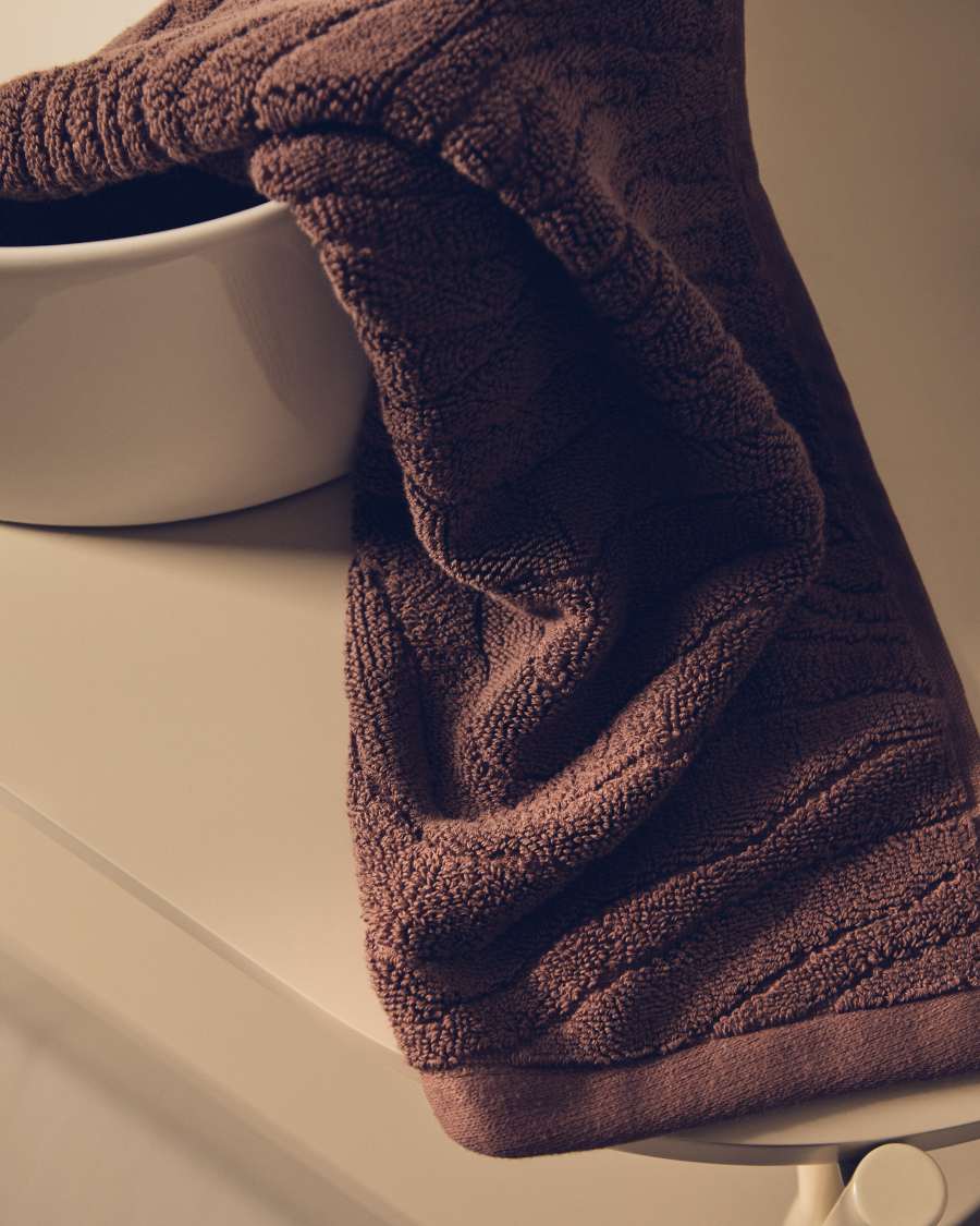 Dalira 100% cotton dark brown zebra jacquard face towel 30 x 50cm