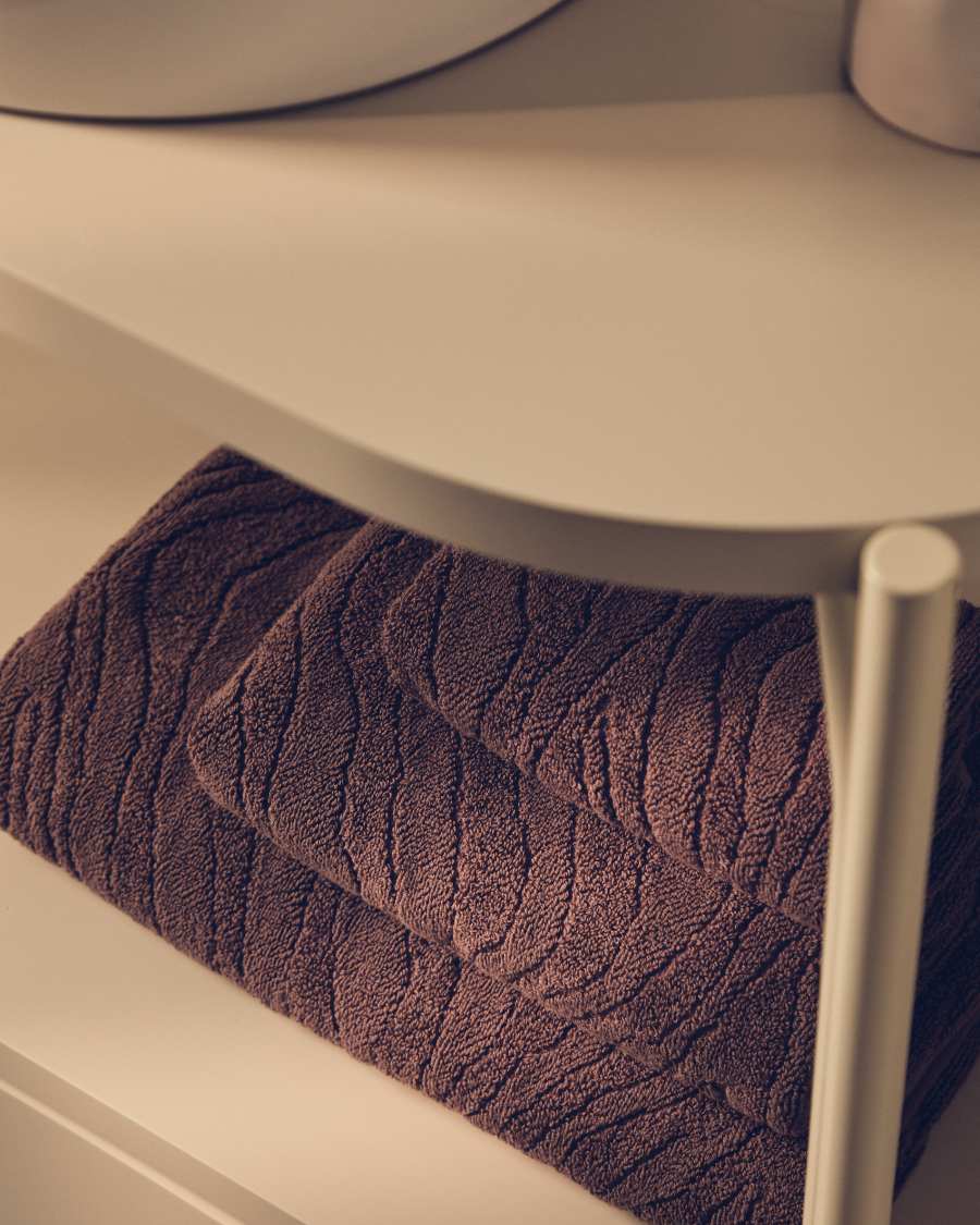 Dalira 100% cotton dark brown zebra jacquard face towel 30 x 50cm