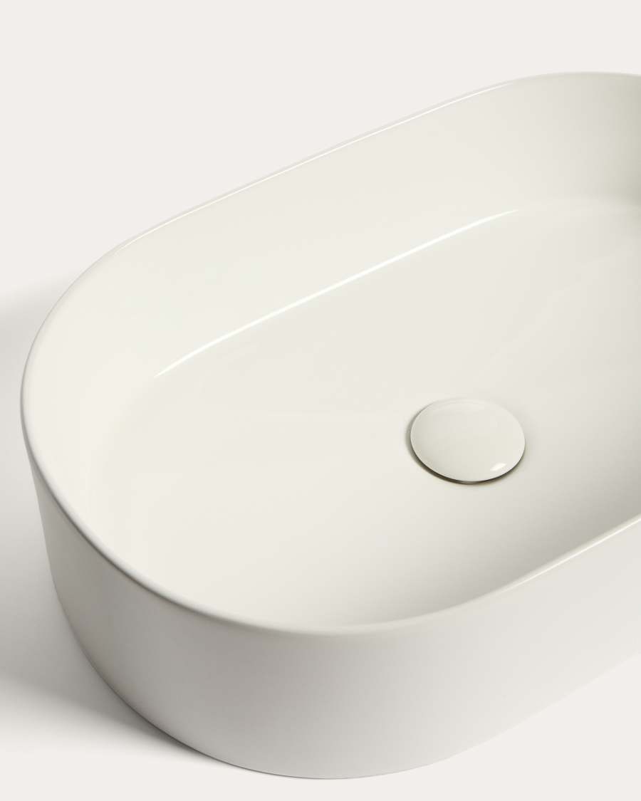 Ovara countertop basin in white glazed ceramic 50 x 31 cm