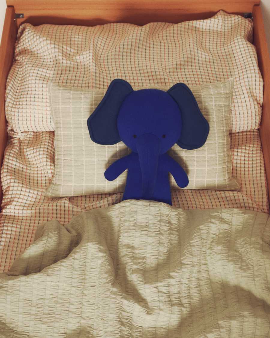 Tandani blue knitted elephant soft toy