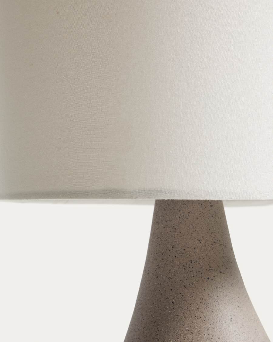 Viona large table lamp with textured stone effect and cotton lampshade