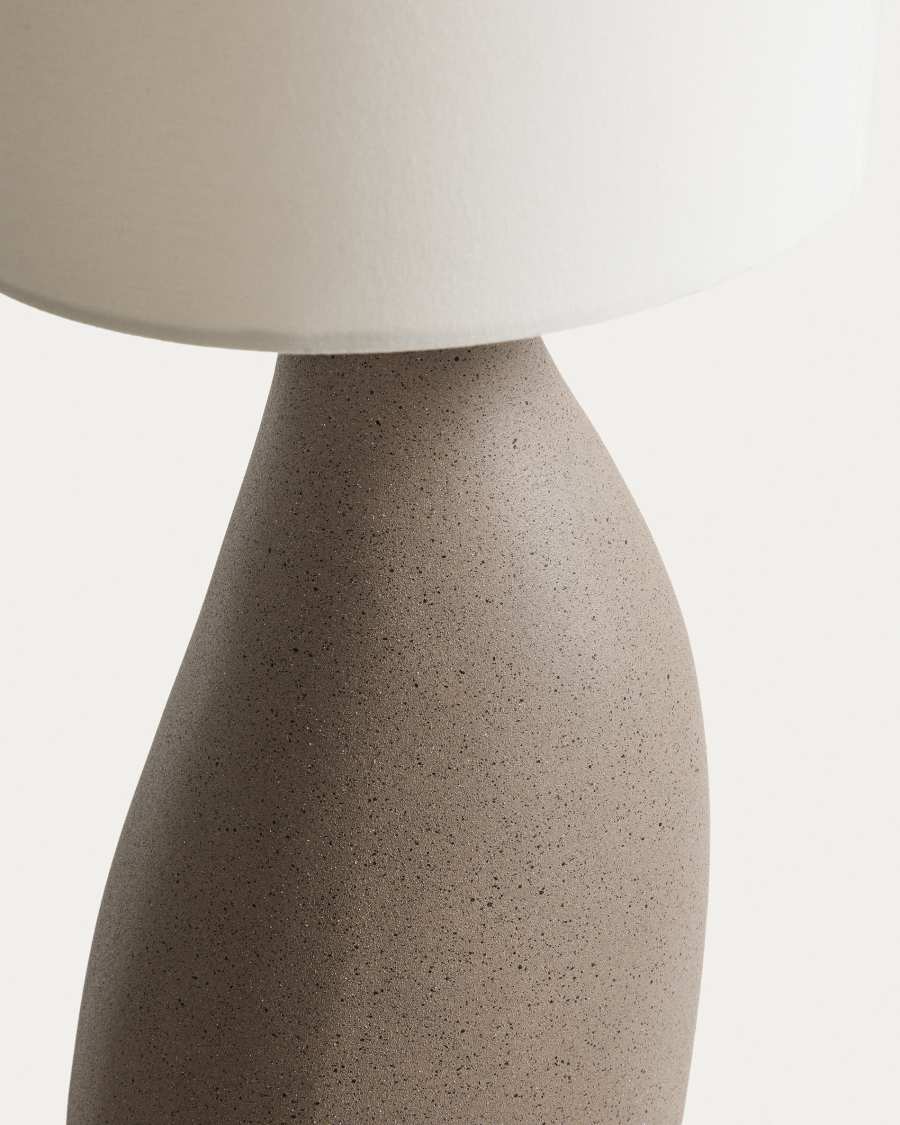 Viona large table lamp with textured stone effect and cotton lampshade