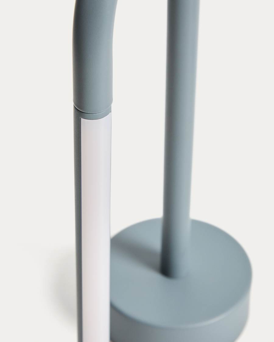 Bow blue aluminium portable table lamp