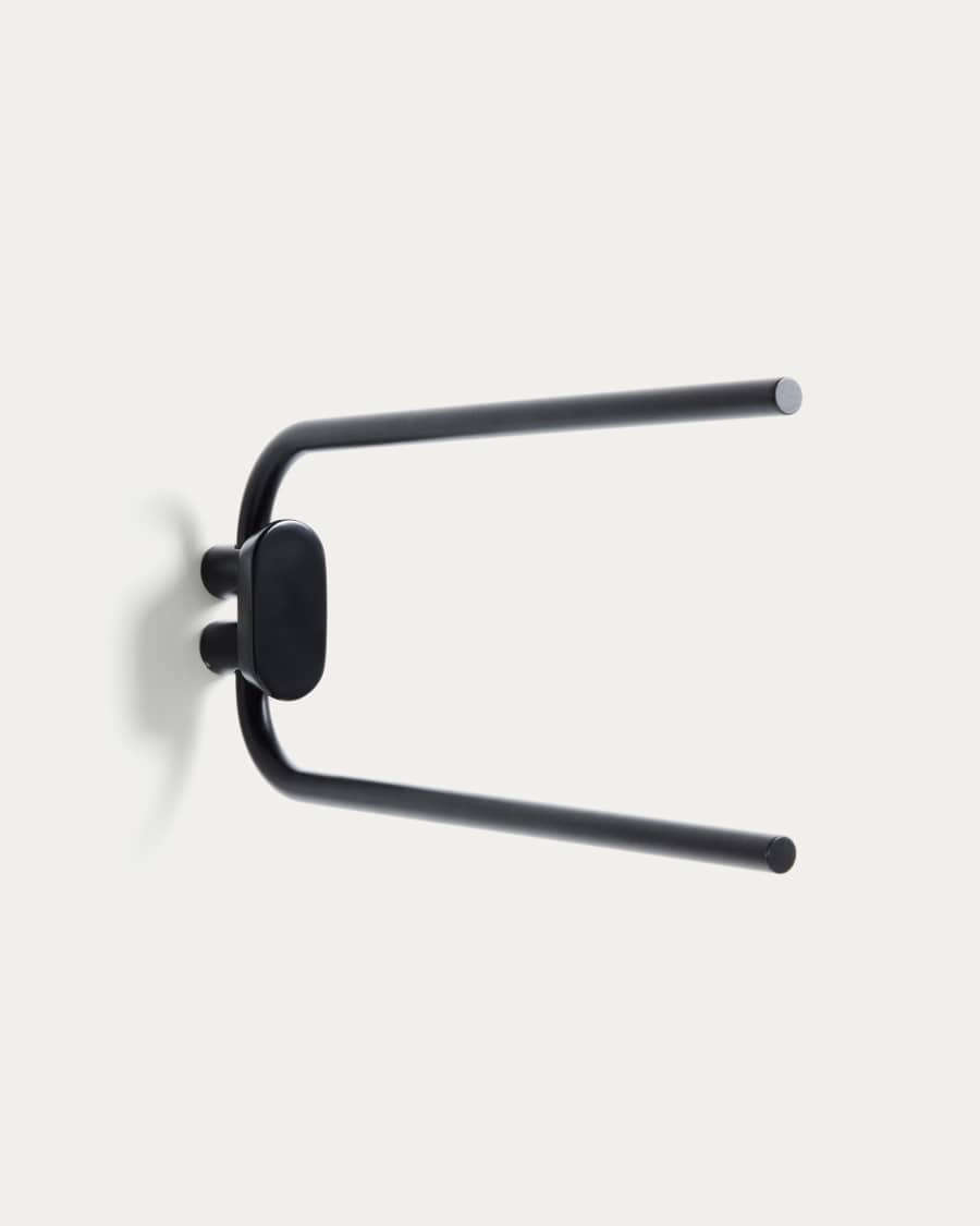 Black metal Arely twin-handle towel rail