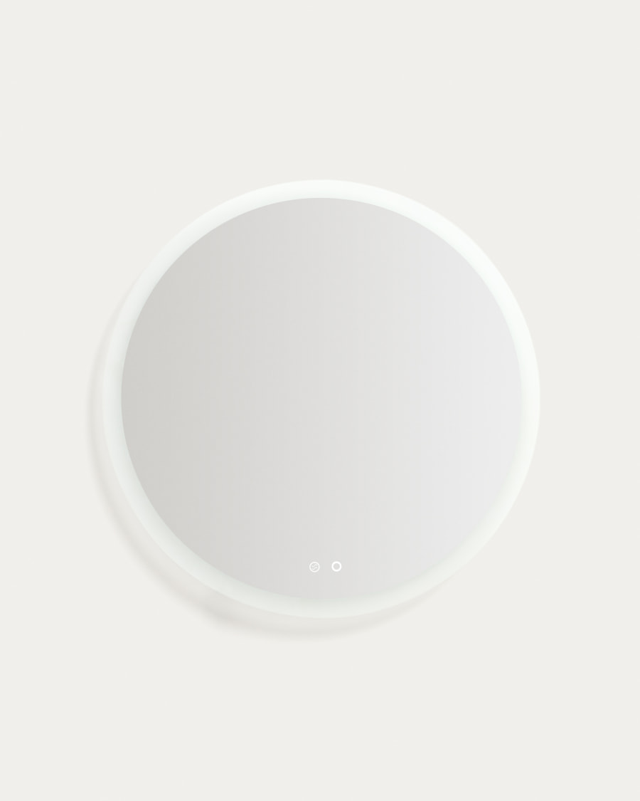 Mervi round bathroom mirror with LED light and anti-fog Ø 80cm