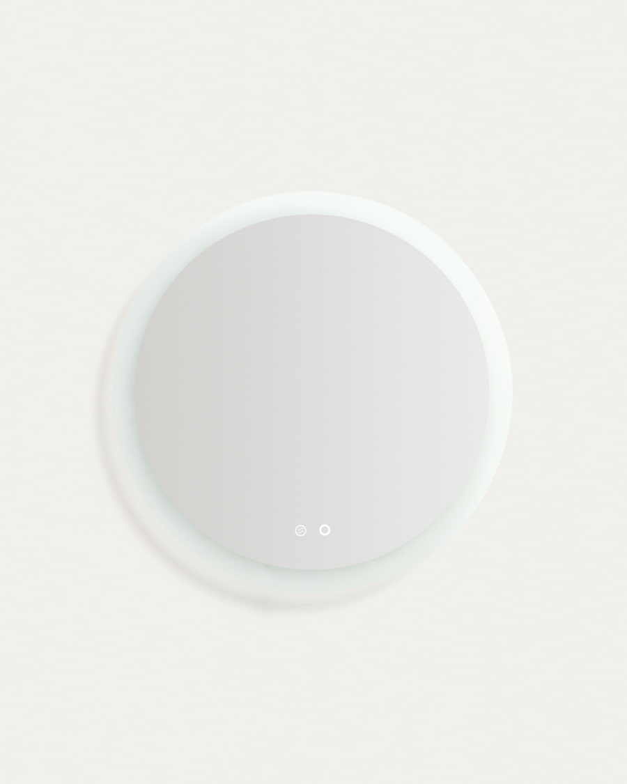 Miroir rond Mervi pour salle de bains avec éclairage LED et traitement antibuée Ø 60 cm