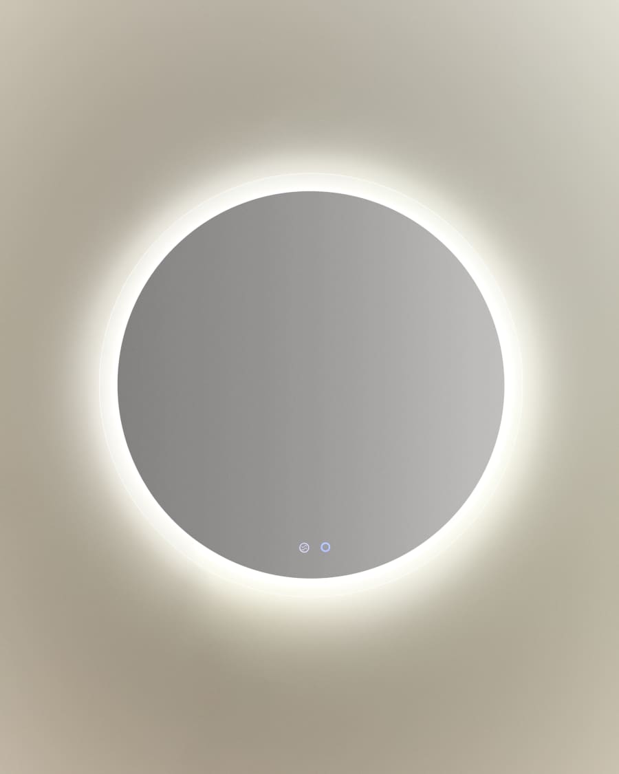 Mervi round bathroom mirror with LED light and anti-fog Ø 80cm