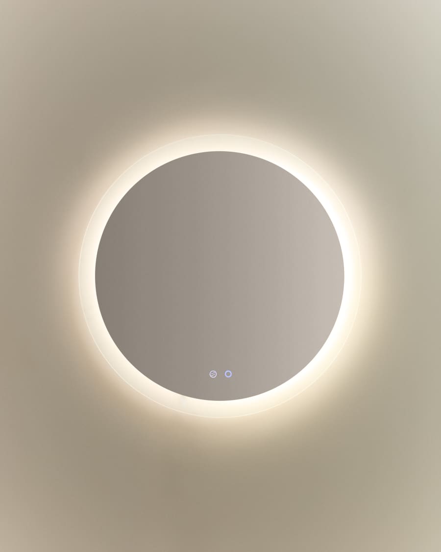 Miroir rond Mervi pour salle de bains avec éclairage LED et traitement antibuée Ø 60 cm