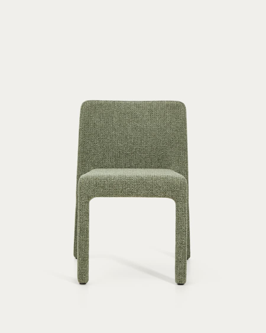 Loria green chenille stackable chair