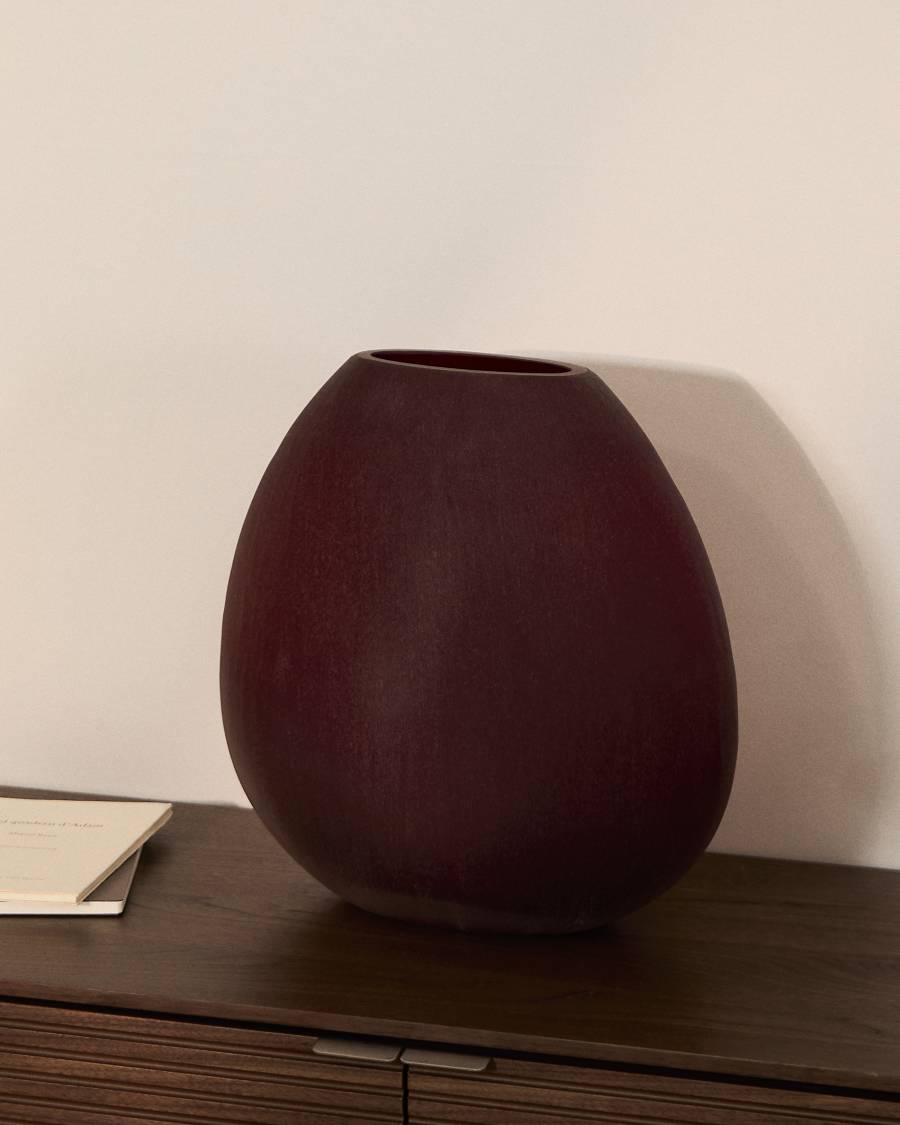 Vase Rovena en verre bordeaux 33,5 cm