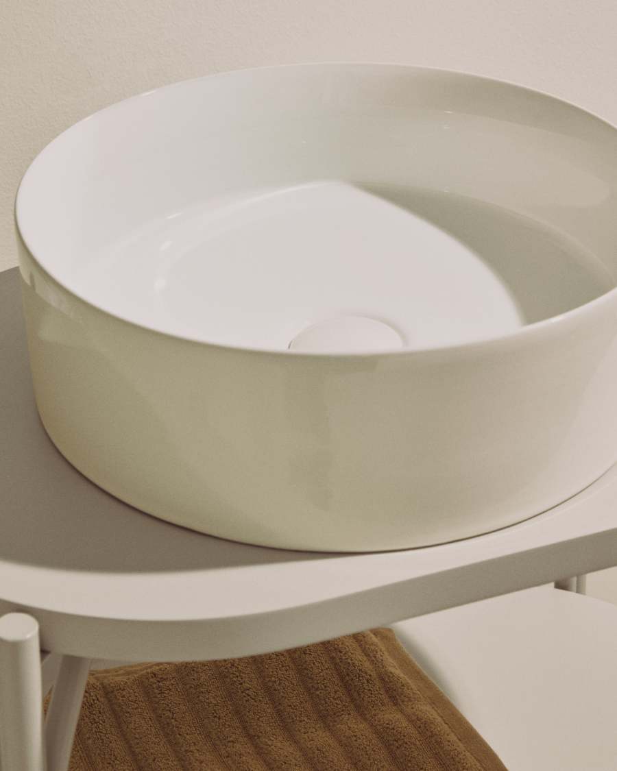Ovara countertop basin in white glazed ceramic Ø 36 cm