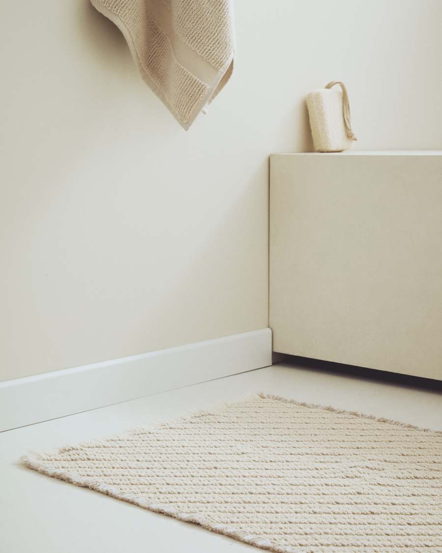 Janu bathmat in 100% cotton in diagonal structure ecru jacquard 50 x 70 cm