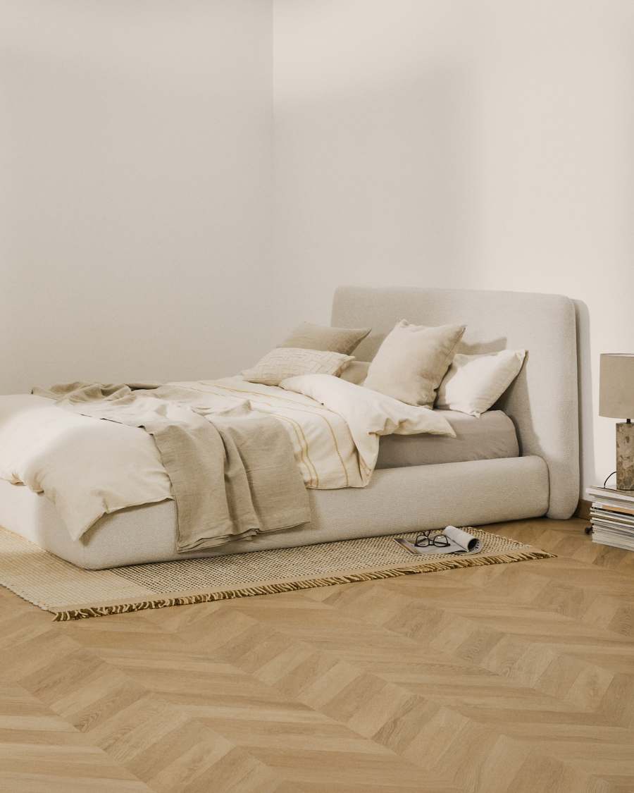 Martina bed cover in ecru chenille for mattress 180 x 200cm