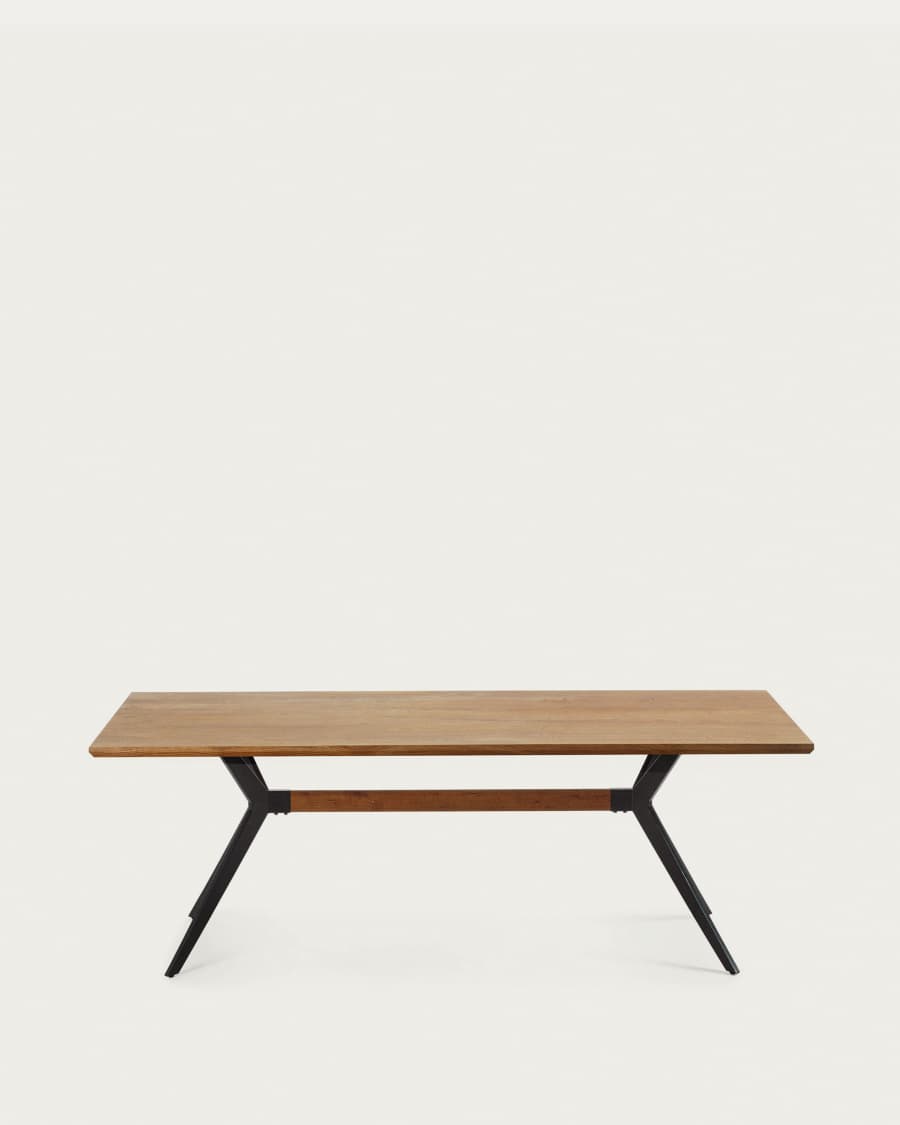 Table Amethyst placage de chêne effet vieilli et pieds en acier finition noire 160 x 90 cm