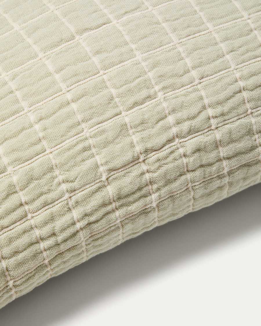 Tivaro set of 2 100% cotton jacquard cushion covers in a light green checkered design 30 x 50 cm