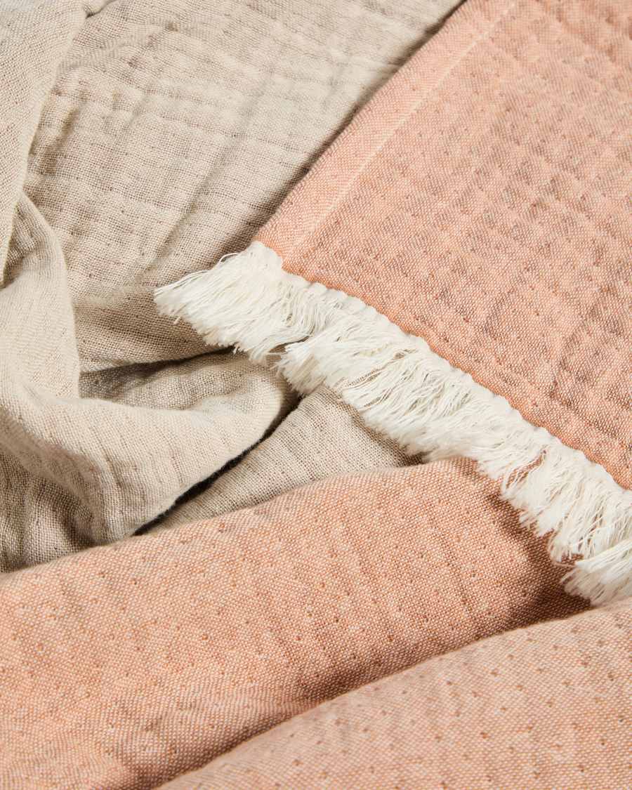 Nafine 100% cotton muslin blanket with two-toned fringe 130 x 170 cm