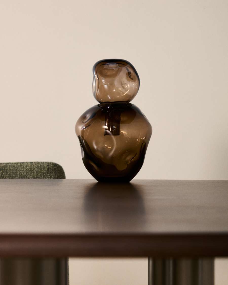 Vaas Olivet van bruin glas 30 cm