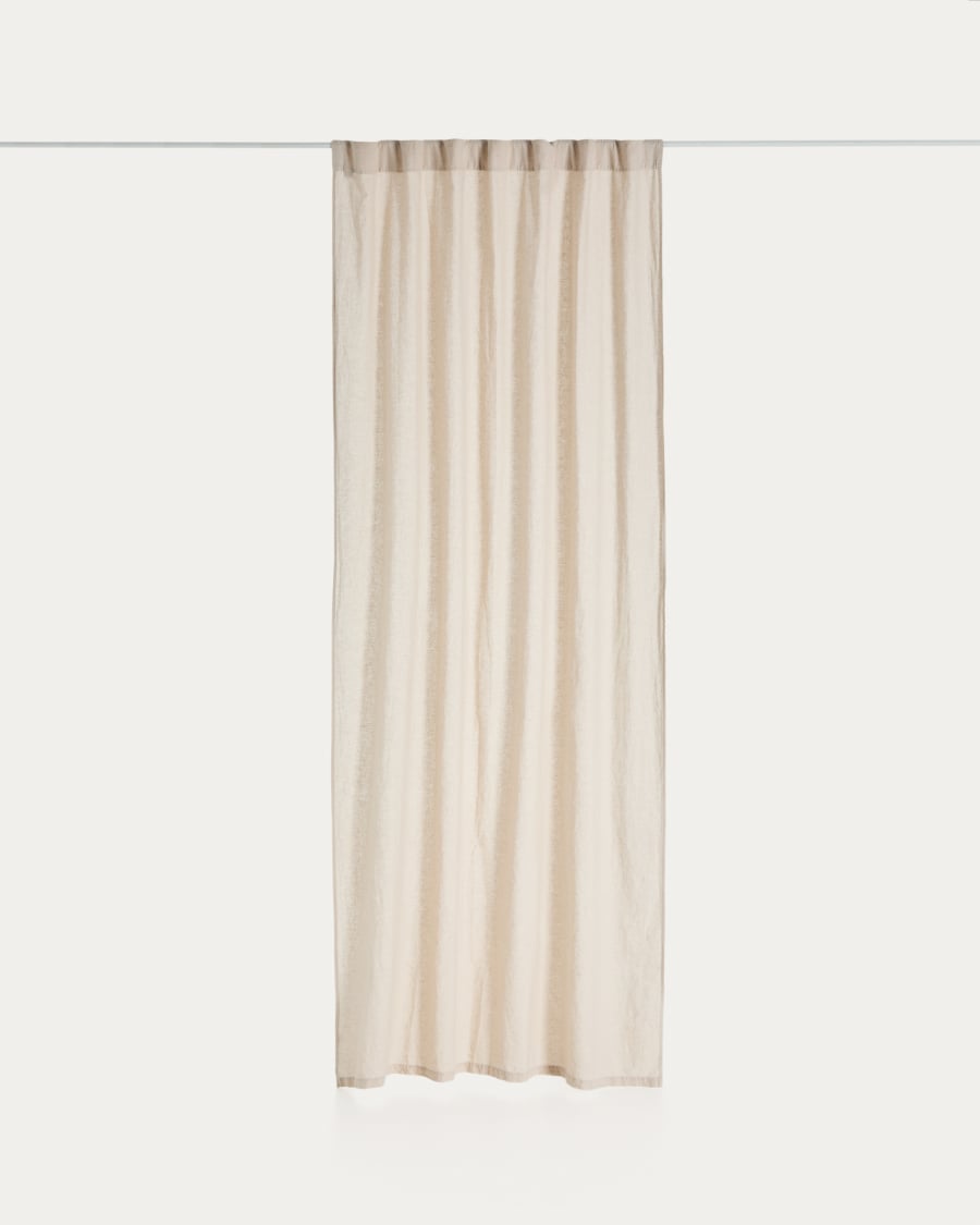 Tenda Nolira in cotone e lino color grigio pietra 140 x 270 cm